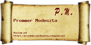 Prommer Modeszta névjegykártya